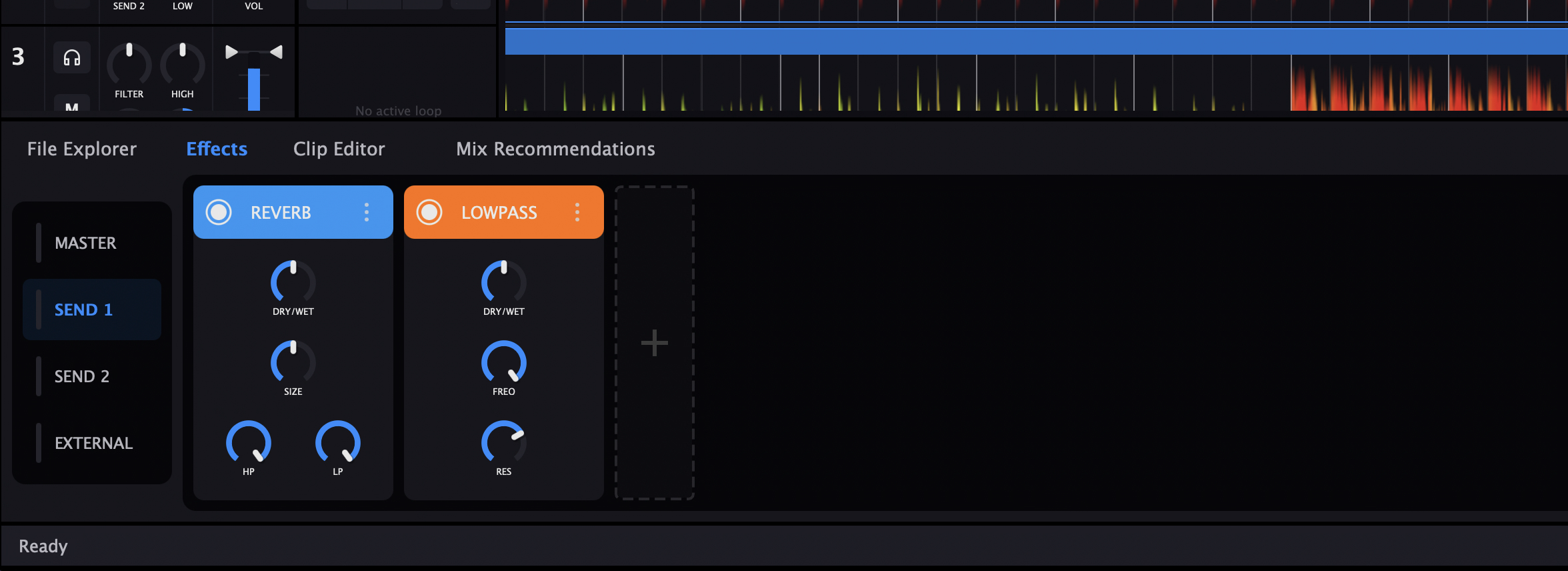 Kuartz Effects panel with rack selector and effect slots