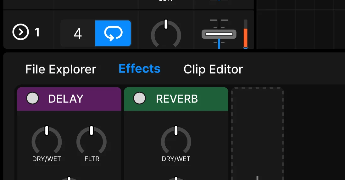 Professional audio effects chain with EQ, compression, reverb, and filters