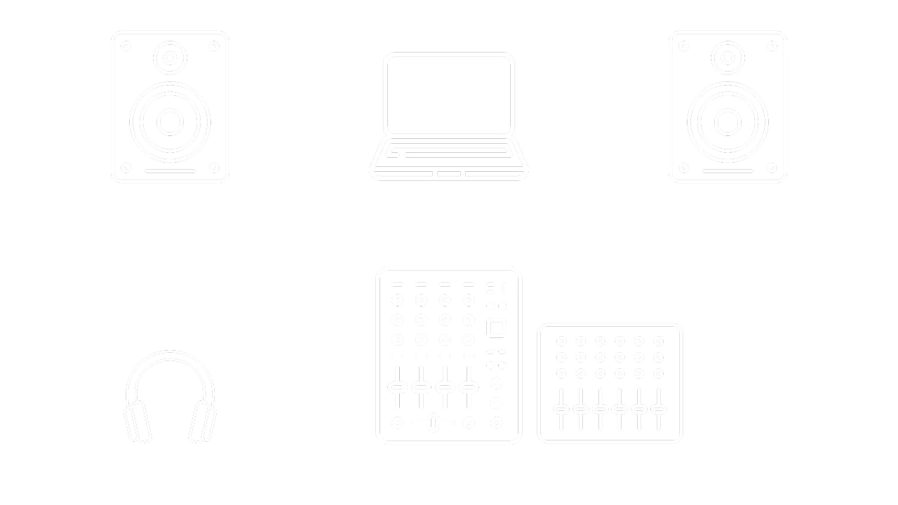 Kuartz recommended DJ setup with MIDI controllers, audio interface, and mixer compatibility